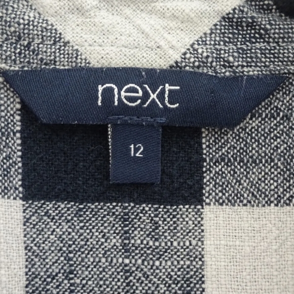 Next 12 shirt top casual cotton step hem boxy relaxed check long sleeved blue - Picture 10 of 12
